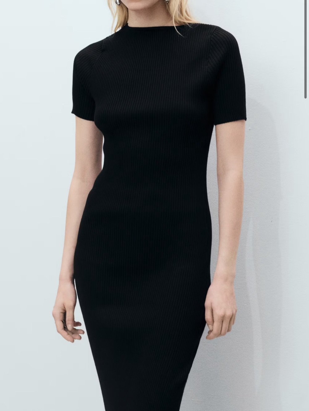 Mango ribbed knit midi dress small reversible neckline